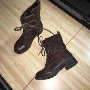 Little girls brown combat boots!